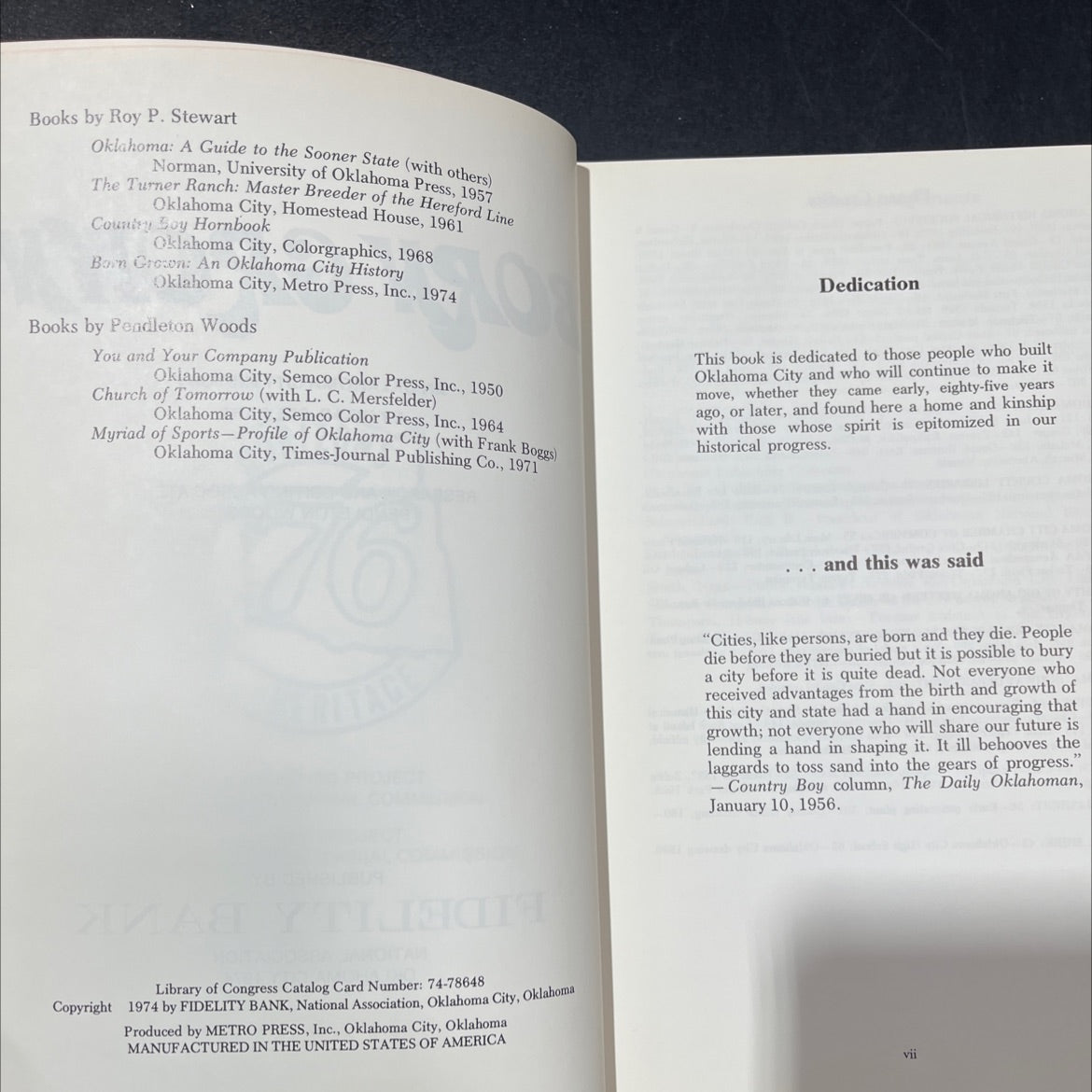 born grown an oklahoma city history book, by roy p. stewart, 1974 Hardcover