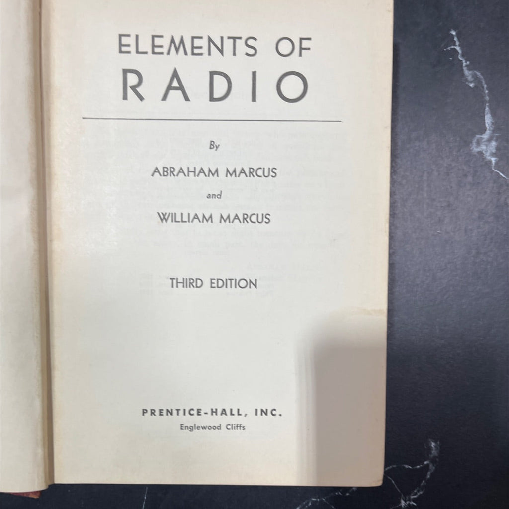 elements of radio book, by abraham marcus and william marcus, 1953 Hardcover